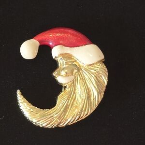 Vintage AAI Moon Santa Brooch